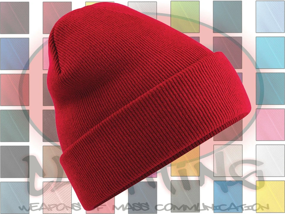 Beanie Hat with turn up cuffed washable acrylic beenie festival winter warm NEW