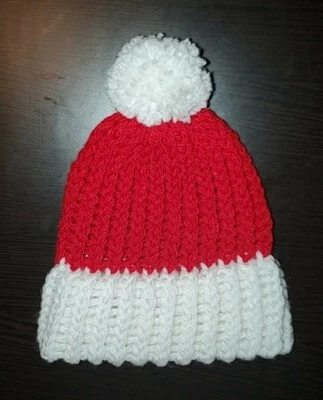 Sombrero de Papá Noel recién nacido para Navidad - ¡Tejido a mano!  Foto 1 de 2