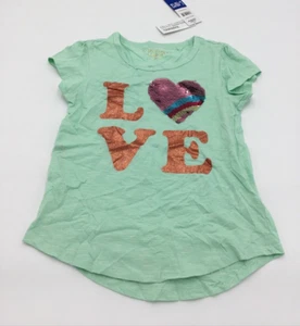 Vigoss Girl's Short Sleeve Green Love Sequin Shirt, Green, L (10/12) - Picture 1 of 2