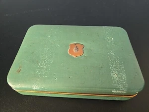 Balfour Antique Jewelry Case Aqua Turquoise W Gold Trim Velvet Lined - Picture 1 of 12