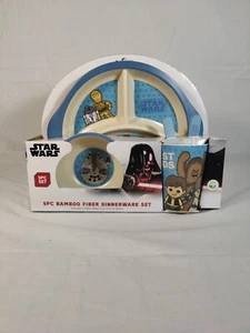 Star Wars Luke Leia R2-D2 Chewbacca Dinnerware Set Bamboo Fiber 5 pc Kids Plate - Picture 1 of 15