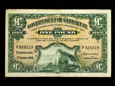 1 Pound, £1 Banknote The Government Of Gibraltar 1958 Fine. Original. - Image 1 of 3