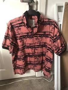 Men’s Lost Caves Black & Salmon Patterned Leisure Shirt Size XXL - Picture 1 of 6