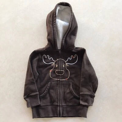 boys’ size 2T Sonoma brown moose zip hoodie - Imagem 1 de 4