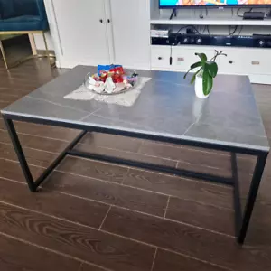 XXL Couchtisch Grau Modern Kaffeetisch 100 Marmor Hochglanz Sofatisch Rechteckig - Bild 1 von 15