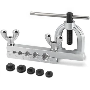Flexzion SAE 45 Degree Double Flare Brake Line Flaring Tool Kit with 3/16 1/4... - Picture 1 of 9