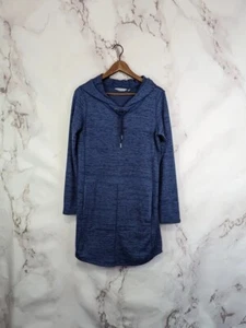 Athleta Dress Women Small Blue Sweatshirt Techie Sweat Popover Tunic Long Hood - Picture 1 of 13