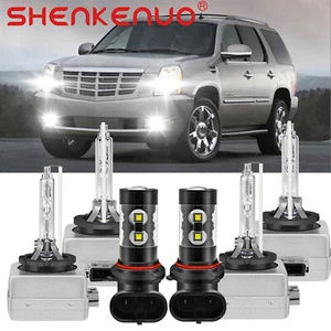 For Cadillac Escalade 2007-2014 6x HID Headlight Bulbs Hi Lo Beam +LED Fog Light - Picture 1 of 12