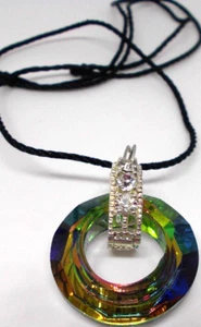 ring Pendant foil backed glass pendant with adjustable neck cord - Picture 1 of 3