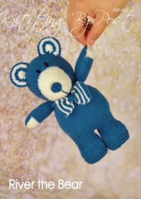 New Knitting Pattern River the Bear Toy Knitting By Post A5 Original Leaflet - Image 1 of 4