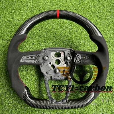 Carbon Fiber Alcantara Steering Wheel for Audi SQ5 Q5 Q3 Q7 Q8 Q2 SQ7 SQ8 RS3 - Image 1 of 4