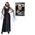 Vampire königliche Vampirin schwarz langes Damenkleid Make-up 3-teilig Halloween-Kostüm - Betriebssystem