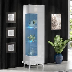 White Display Cabinet Modern High Gloss &Matt Cupboard LED Lights Azzurro 12 - Picture 1 of 6