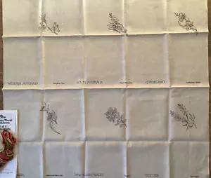 Family Circle Unstarted embroidery / traced linen 6 Placemats - Native flowers - Picture 1 of 3