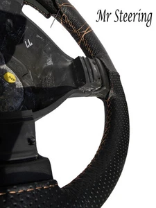 FOR DAF LF BLACK PERFORATED LEATHER STEERING WHEEL COVER (01-15) CREAM STITCHING - Picture 1 of 3