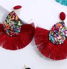 Earings Bohemian  Red With Multicolor Rocks