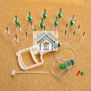 24 Cups Cupping Kit Pain Massage Sunnah Hijamah Therapy Pump 8 Magnets Suction  - Picture 1 of 9
