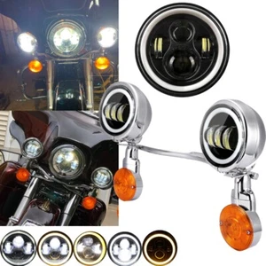 7" LED Headlight + 4.5" Passing Light Black For Honda Shadow VXL Sabre 1100 1300 - Foto 1 di 12