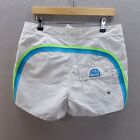 SUNDEK Shorts 31 White Blue Logo Rear Pocket Surf Swim Beach Mens