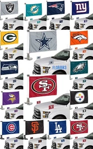 NFL,MLB Team Ambassador Car Flag Hood / Trunk 2 Piece Set-New - Picture 1 of 67
