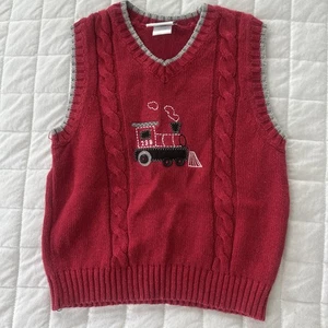 GOODLAD PHILADELPHIA Sweater Vest 24 Mos Boys Red Embroidered Train Buttons - Picture 1 of 8
