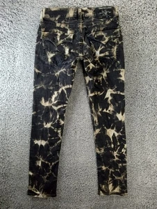 Jeans True Religion Uomo 34X32 Rocco Relaxed Skinny Nero Tie Dye Elasticizzato Flaps - Foto 1 di 17
