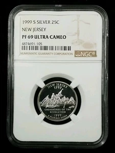1999 S SILVER 25C NGC PF 69 ULTRA CAMEO  New Jersey State Quarter #5515 - Picture 1 of 2