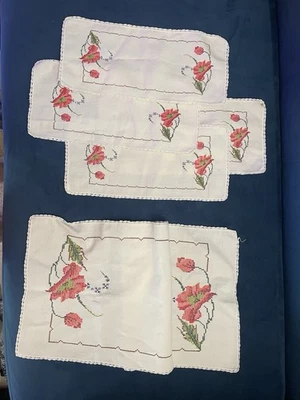VTG Cross Stitch Embroidery Table Toppers Runner Dresser Scarves/Doilies - Image 1 of 4