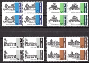NEW ZEALAND #681-684 1977 Early NZ Architecture Blocks of 4 Set MNH - Picture 1 of 2