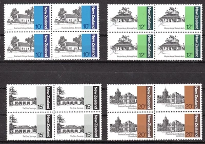 NEW ZEALAND #681-684 1977 Early NZ Architecture Blocks of 4 Set MNH - Image 1 of 2