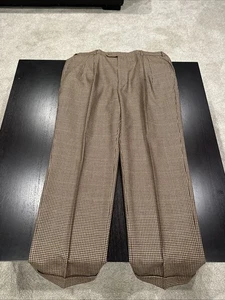 Paul Frederick Herren braun Fischgrät Hose Wolle Plissee vorne, Größe 40 x 30 - Bild 1 von 10