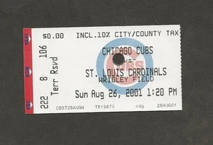 Chicago CUBS vs Cardinals ticket stub 8/26/01  Sammy Sosa career home run #436-7 - Picture 1 of 2
