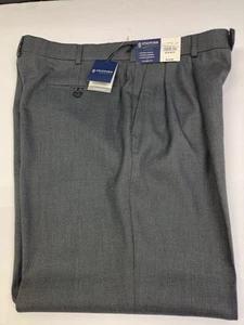 NWT Stafford Essentials Men's Classic Fit Pleated Cuffed Pants Charcoal 36 #7112 - Picture 1 of 10