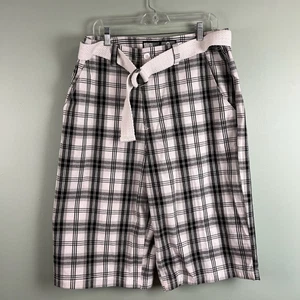 Southpole Shorts Mens 36 Black White Plaid Y2K Hip Hop Skater Baggy Long w/ Belt - Picture 1 of 6
