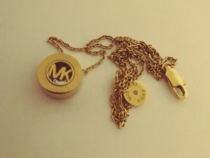 Michael Kors womens female Logo Rose Gold-Tone and Crystal Pendant Necklace 17" - Picture 1 of 3