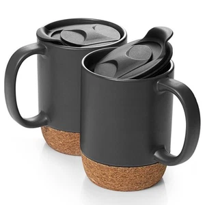 Coffee Mugs, 15 oz Mug Set of 2, Large Ceramic Coffee Mug with Cork Bottom an... - Picture 1 of 8