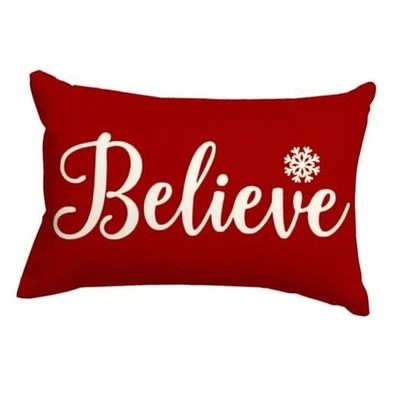  Christmas Pillow Covers 12x20,Believe Christmas 20" x 12" (Pack of 1) Red - Image 1 of 4