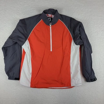 Foot Joy Pull Over Sweater Mens XL Orange Gray Quarter Zip Rain Windbreaker - Image 1 of 4