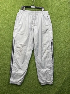 Vintage Adidas Track Pants Mens Large Fleece Lined Ankle Zip Sports Grey 1999 - Picture 1 of 14