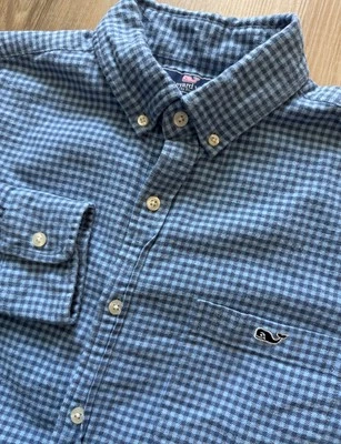 Vineyard Vines Slim Fit Tucker Shirt Cotton Spandex Button Blue Check Mens Med - Image 1 of 4