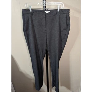 H&M Black Tweed Trousers Pants Women's Size 14 Flat Front Stretch - Picture 1 of 7