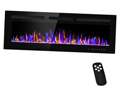 50" Electric Fireplace Wall Mounted and Recessed with Remote Control, 50 Inch - Image 1 of 4