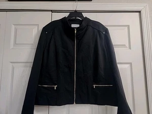 Calvin Klein Black Tech Jacket Plus Size 2X Full Gold Zip Lined Stretch Outdoor - Bild 1 von 7