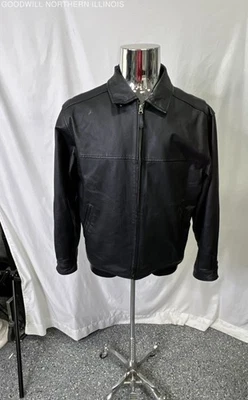 Chaqueta de cuero negra con cremallera completa St John's Bay para hombre Foto 1 de 4