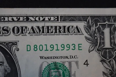 [AUG 19, 1993] ONE DOLLAR FANCY BIRTHDAY NOTE  SN  D 80191993 E - Image 1 of 3