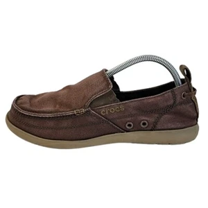 Crocs Walu Brown Canvas Slip-on Mens Comfort Loafers Size Mens 8 Shoes 11270 - Picture 1 of 9