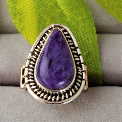 CHAROITE NATURAL GEMSTONE 925 SOLID STERLING SILVER HANDMADE JEWELRY RING 3 TO12 - Image 1 of 4