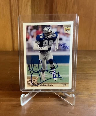 1992 Upper Deck Michael Irvin Autograph/Cowboys-Score Board COA #465/500 - Image 1 of 4
