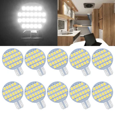 10Pcs T10/921/194 White LED 24SMD RV Camper Trailer Interior Light Bulbs 12V - Image 1 of 4