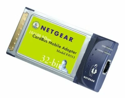 Netgear CardBus 10/100 Ethernet LAN Adapter PC Card w/Integrated Jack FA511 NEW - Image 1 of 2